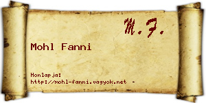Mohl Fanni névjegykártya